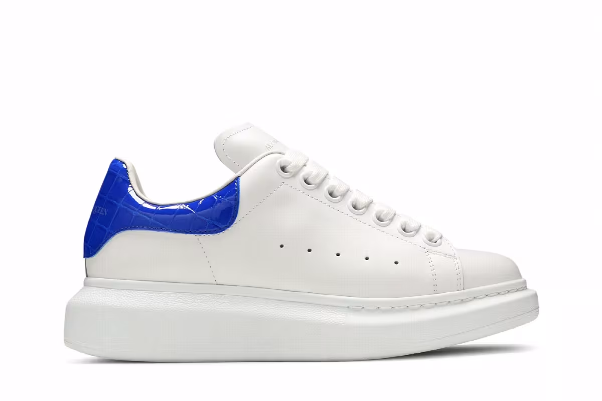 Alexander McQueen Women's Oversized Sneaker White Ultramarine, view 2