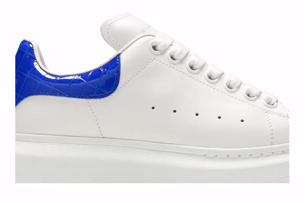 Alexander McQueen Women's Oversized Sneaker White Ultramarine, view 3