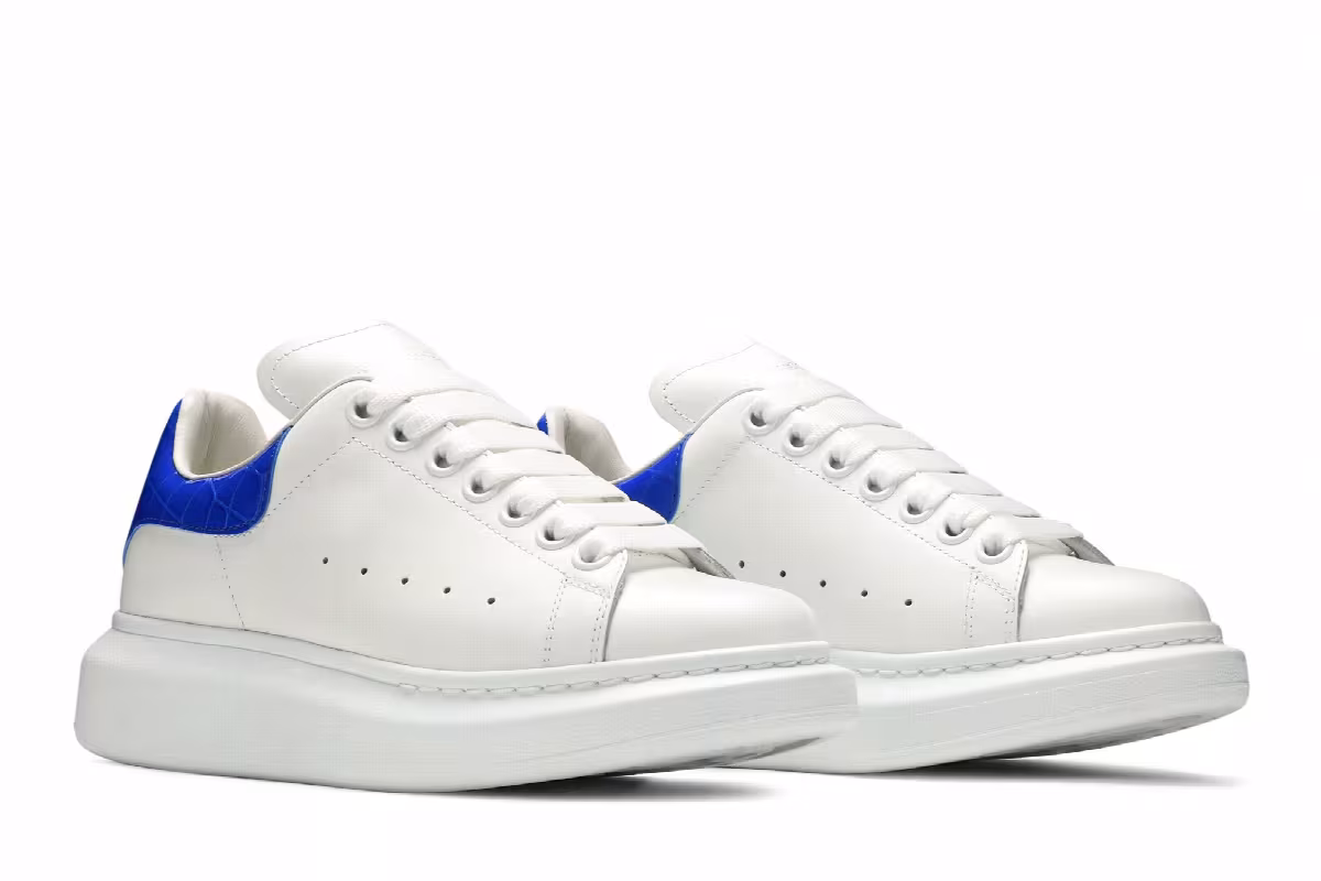 Alexander McQueen Women's Oversized Sneaker White Ultramarine, view 9