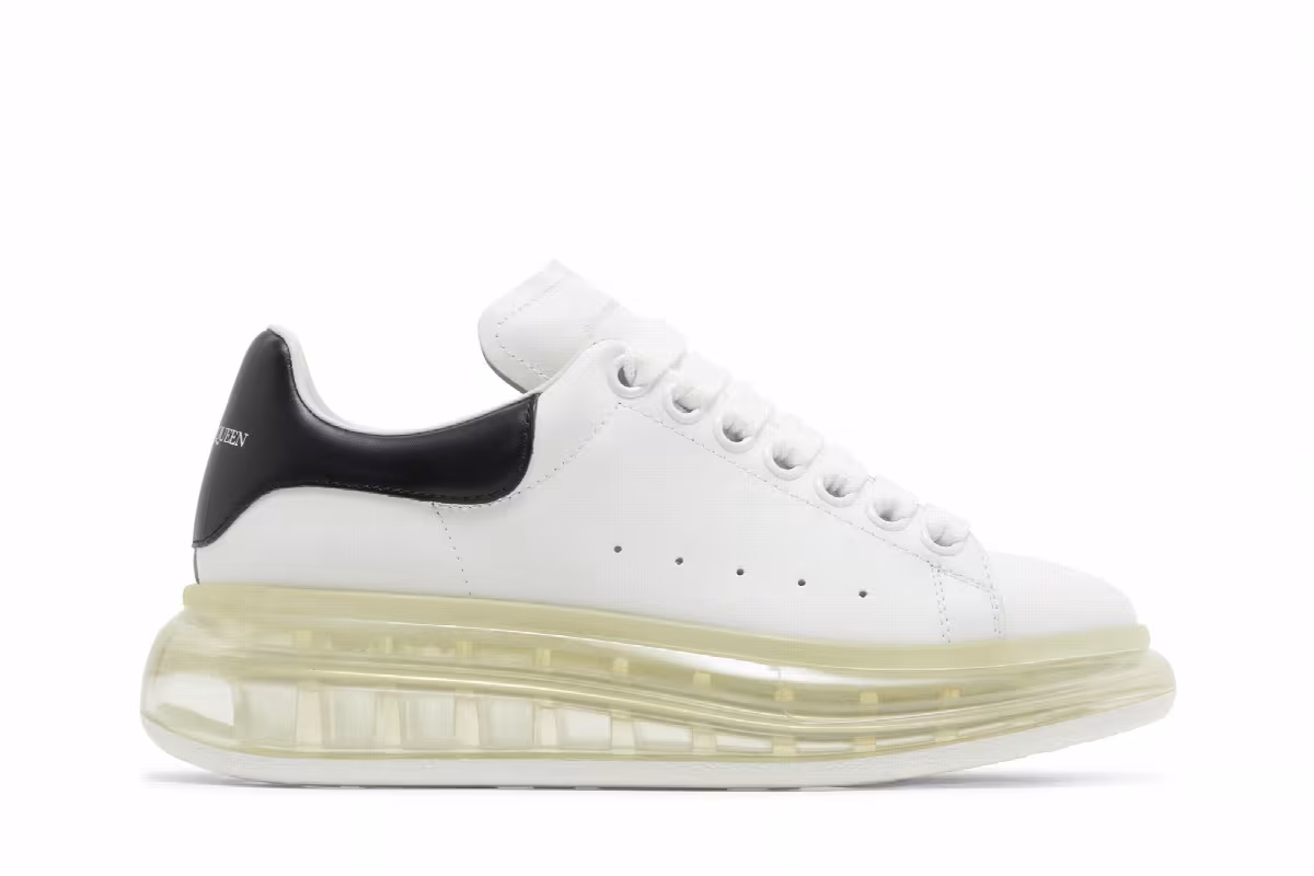 Alexander McQueen Women's Oversized Sneaker White Black, view 2