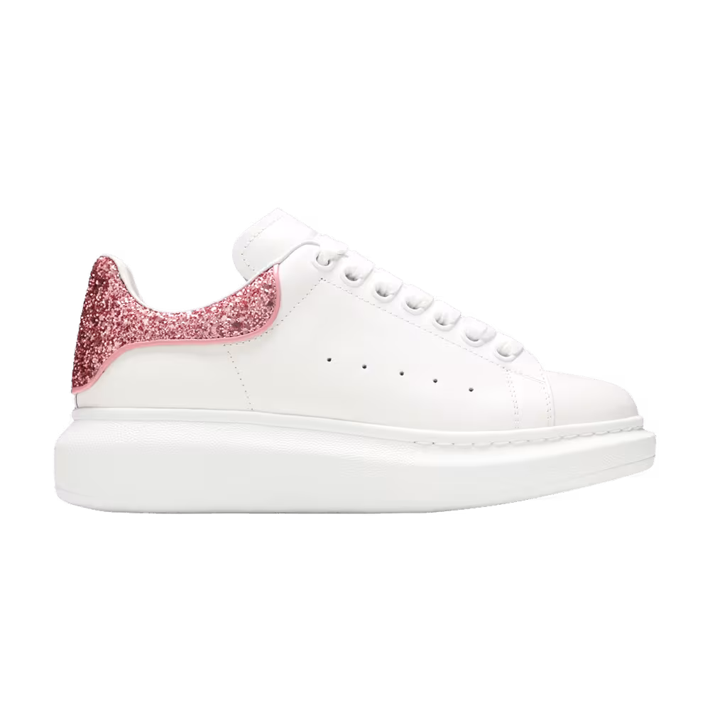 Alexander McQueen Women's Oversized Sneaker White Pink Glitter