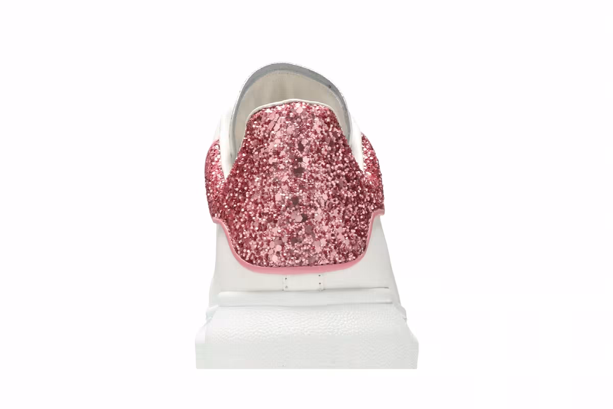 Alexander McQueen Women's Oversized Sneaker White Pink Glitter, view 8