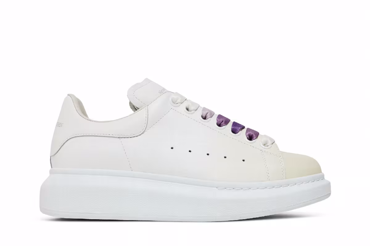 Alexander McQueen Women's Oversized Sneaker White Violet, view 2