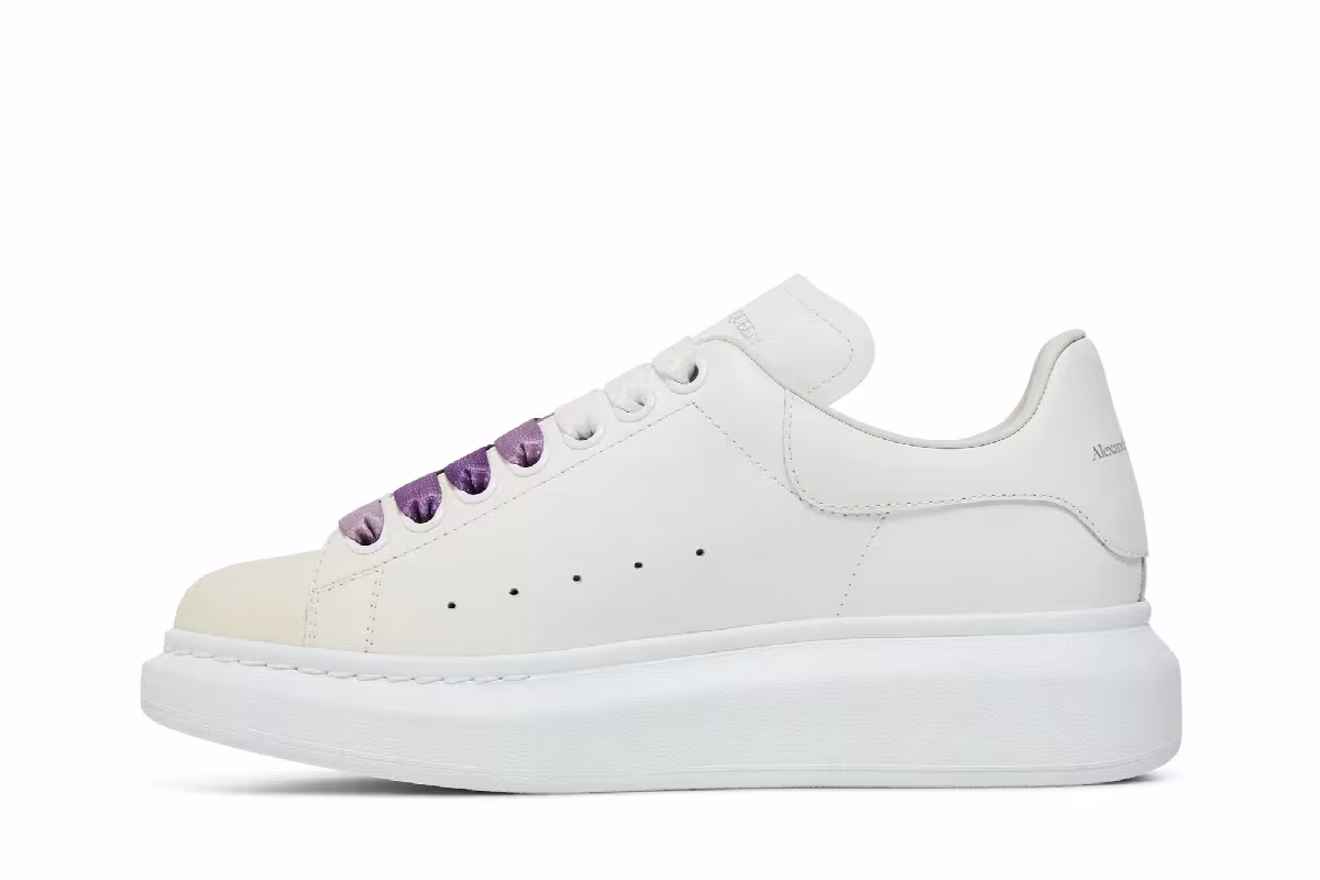Alexander McQueen Women's Oversized Sneaker White Violet, view 4
