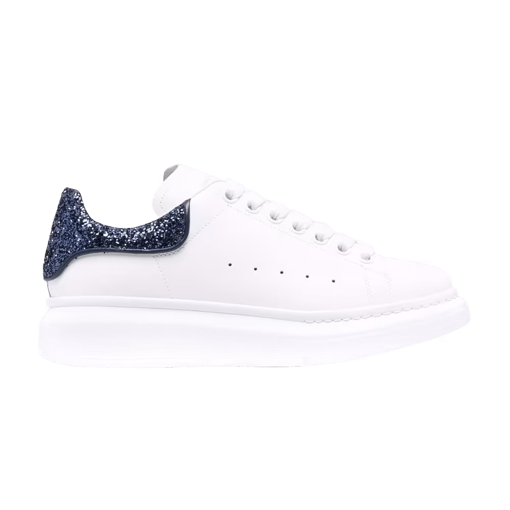 Alexander McQueen Women's Oversized Sneaker White Navy Glitter
