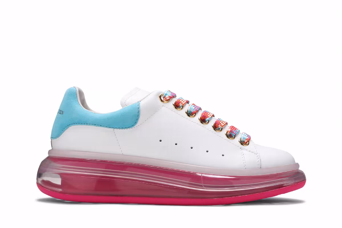 Alexander McQueen Women's Oversized Sneaker White Pink, view 2