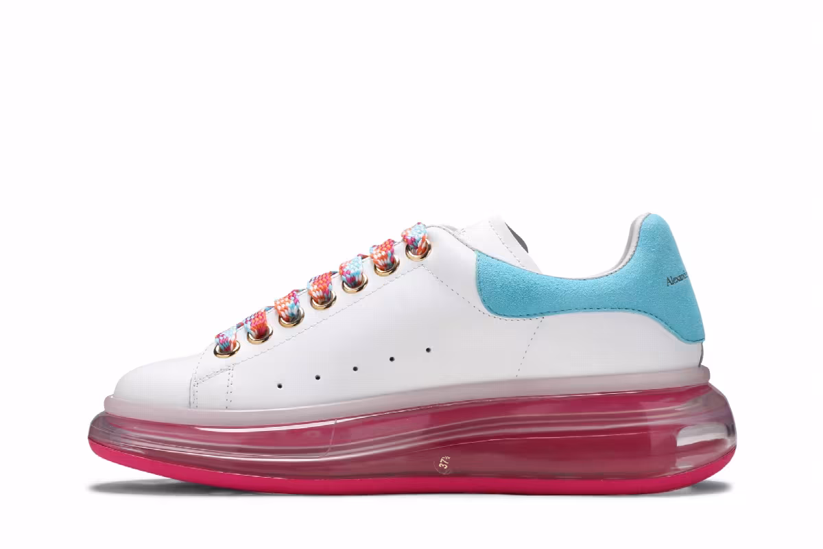 Alexander McQueen Women's Oversized Sneaker White Pink, view 4