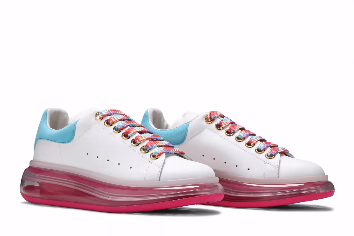 Alexander McQueen Women's Oversized Sneaker White Pink, view 9