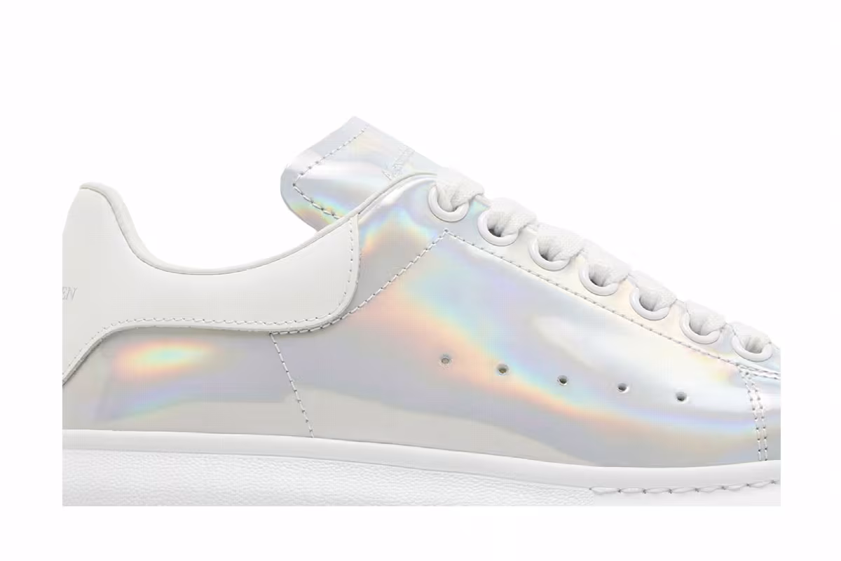 Alexander McQueen Women's Oversized Sneaker White Iridescent, view 3