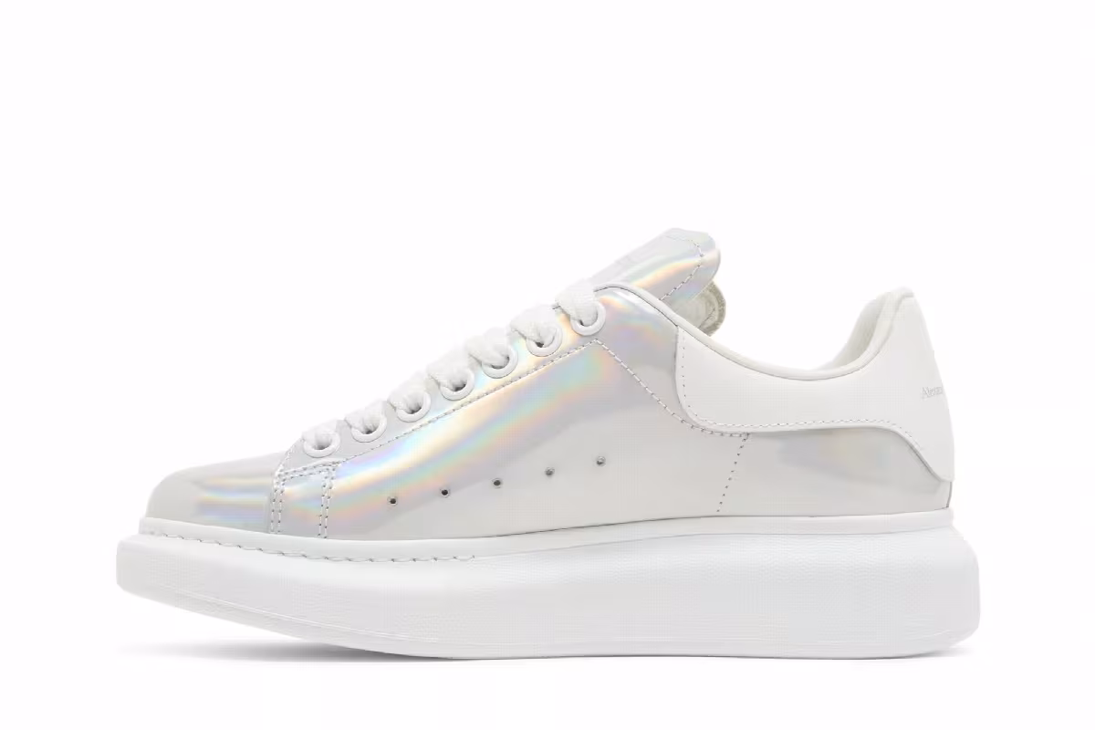 Alexander McQueen Women's Oversized Sneaker White Iridescent, view 4