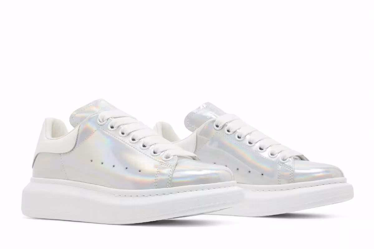 Alexander McQueen Women's Oversized Sneaker White Iridescent, view 9