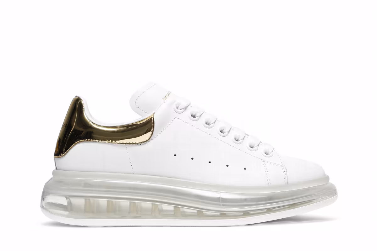 Alexander McQueen Women's Oversized Sneaker Clear Sole - White Gold, view 2