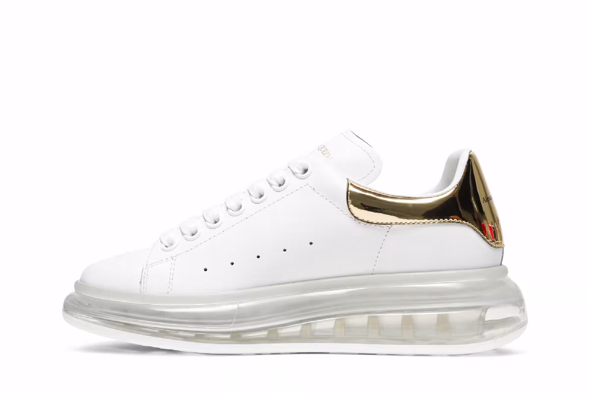 Alexander McQueen Women's Oversized Sneaker Clear Sole - White Gold, view 4
