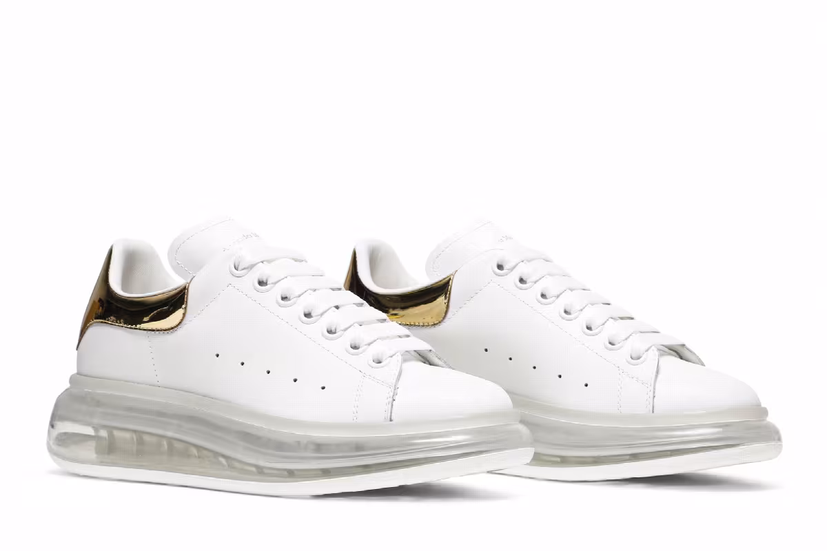Alexander McQueen Women's Oversized Sneaker Clear Sole - White Gold, view 9