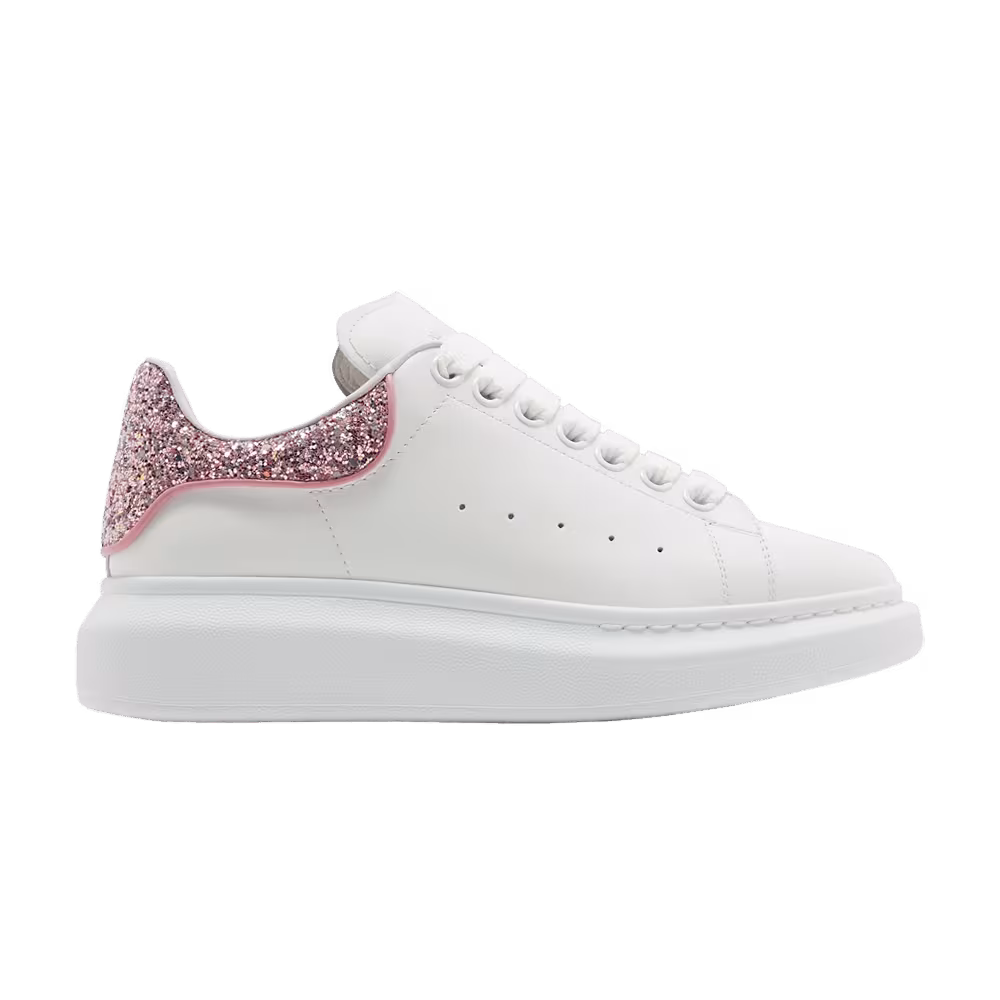 Alexander McQueen Women's Oversized Sneaker White Rose Glitter