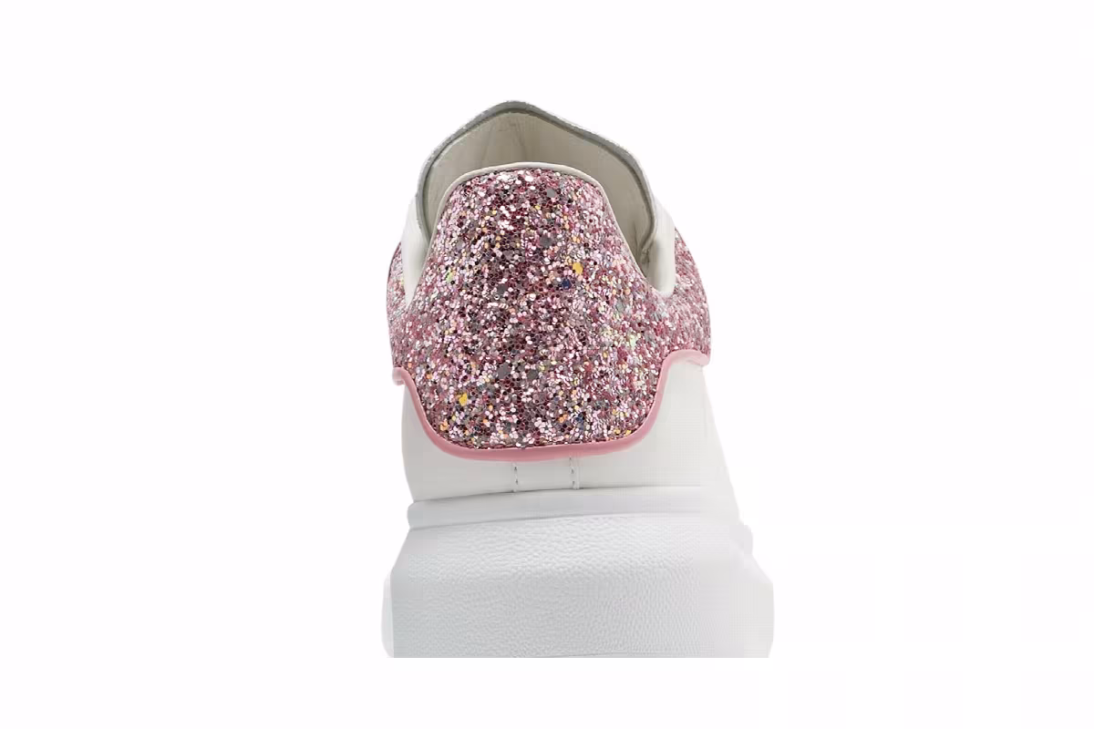Alexander McQueen Women's Oversized Sneaker White Rose Glitter, view 8