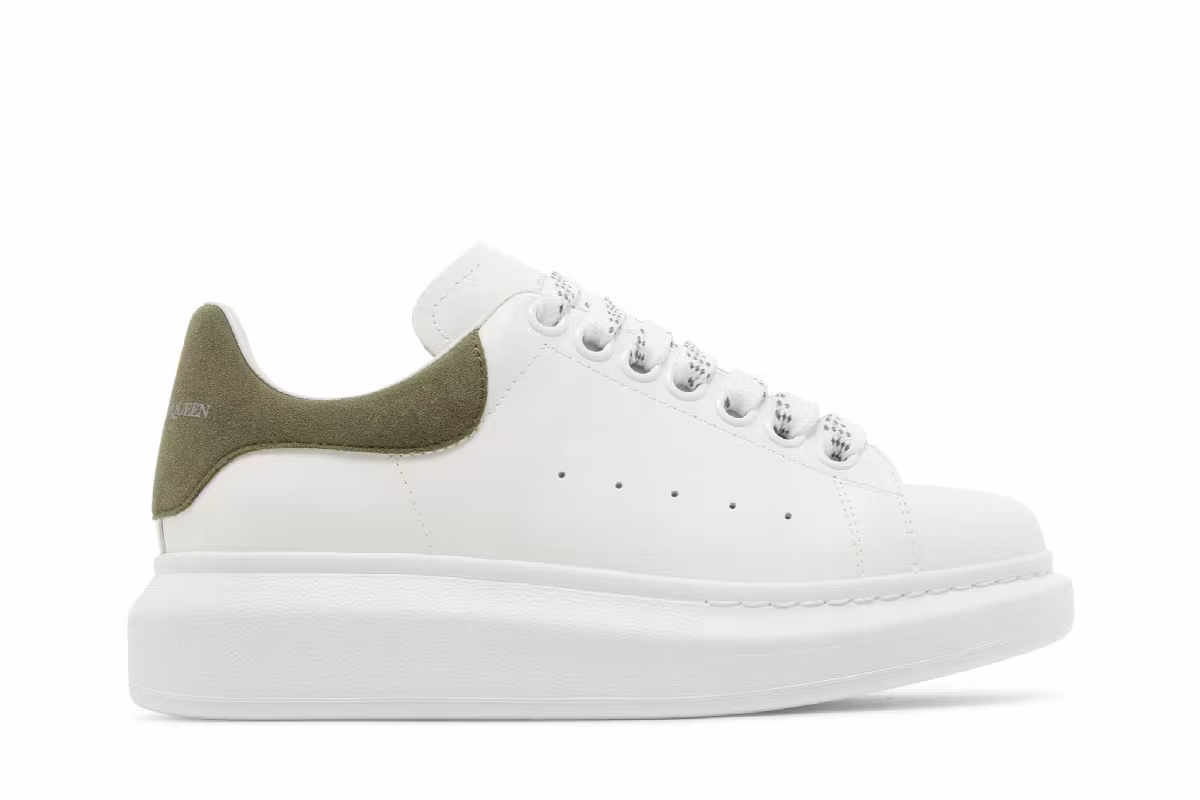 Alexander McQueen Women's Oversized Sneaker White Khaki, view 2