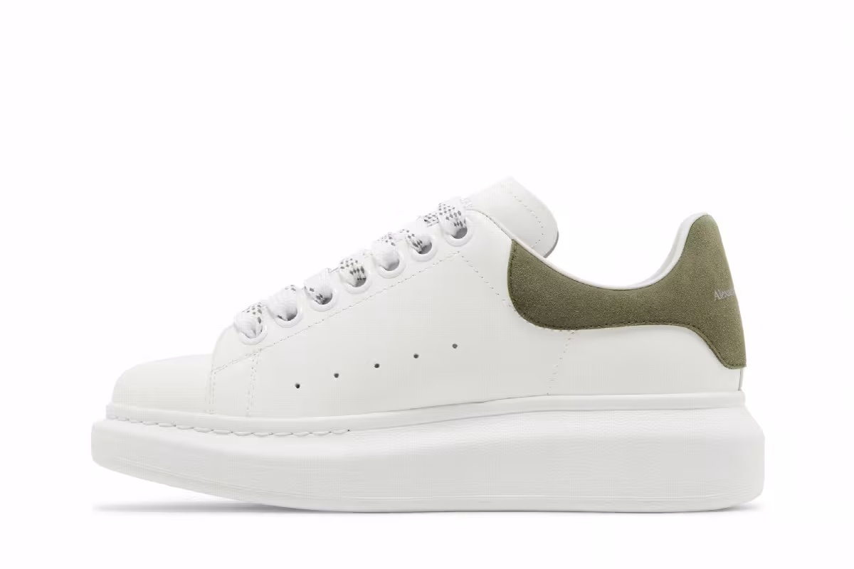 Alexander McQueen Women's Oversized Sneaker White Khaki, view 4