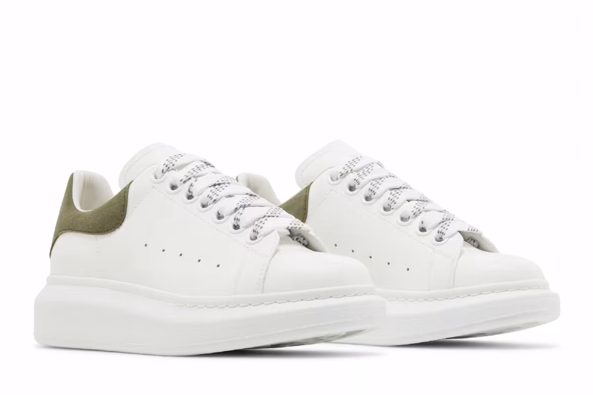 Alexander McQueen Women's Oversized Sneaker White Khaki, view 9
