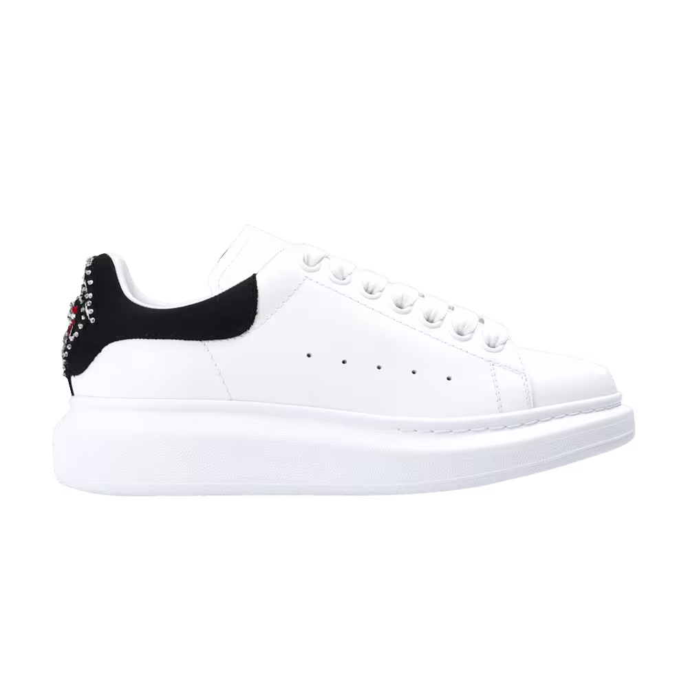 Alexander McQueen Women's Oversized Sneaker White Black Heart Crystal