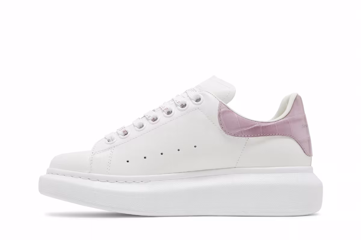 Alexander McQueen Women's Oversized Sneaker White Antic Pink, view 4