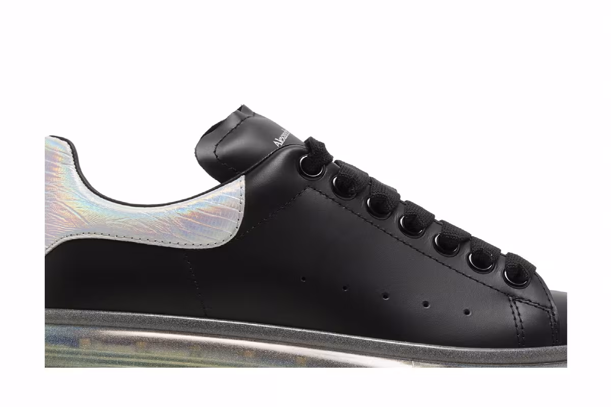 Alexander McQueen Women's Oversized Sneaker Black Holo Silver, view 3