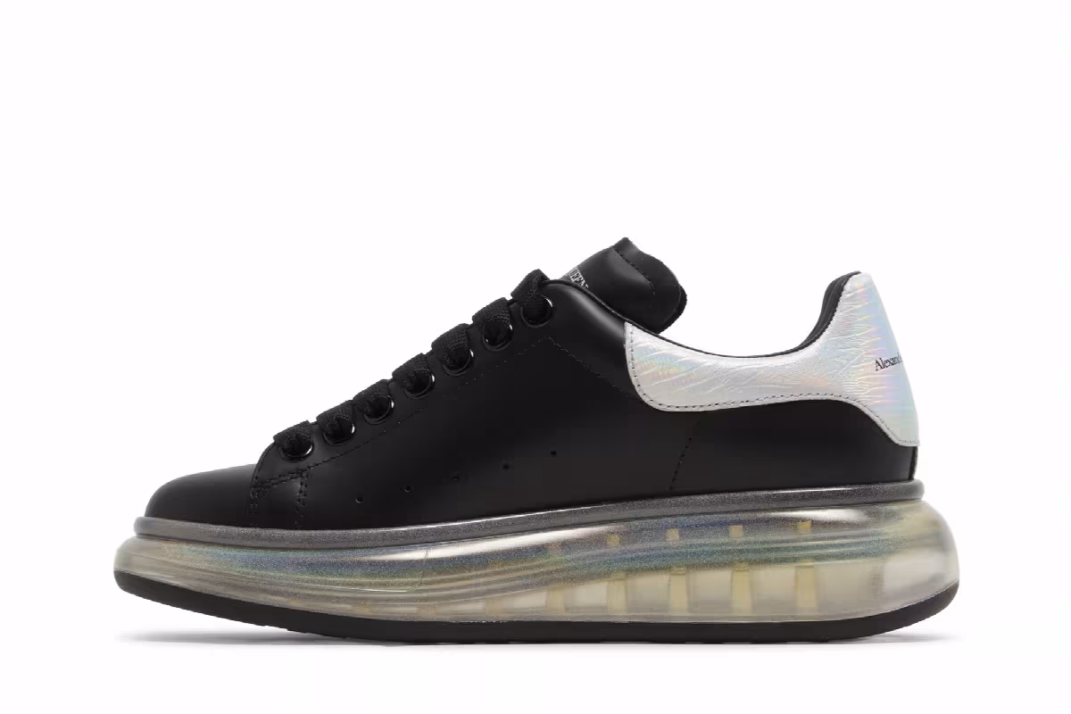 Alexander McQueen Women's Oversized Sneaker Black Holo Silver, view 4