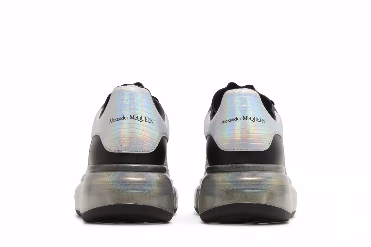 Alexander McQueen Women's Oversized Sneaker Black Holo Silver, view 7