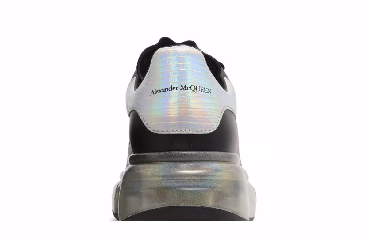Alexander McQueen Women's Oversized Sneaker Black Holo Silver, view 8