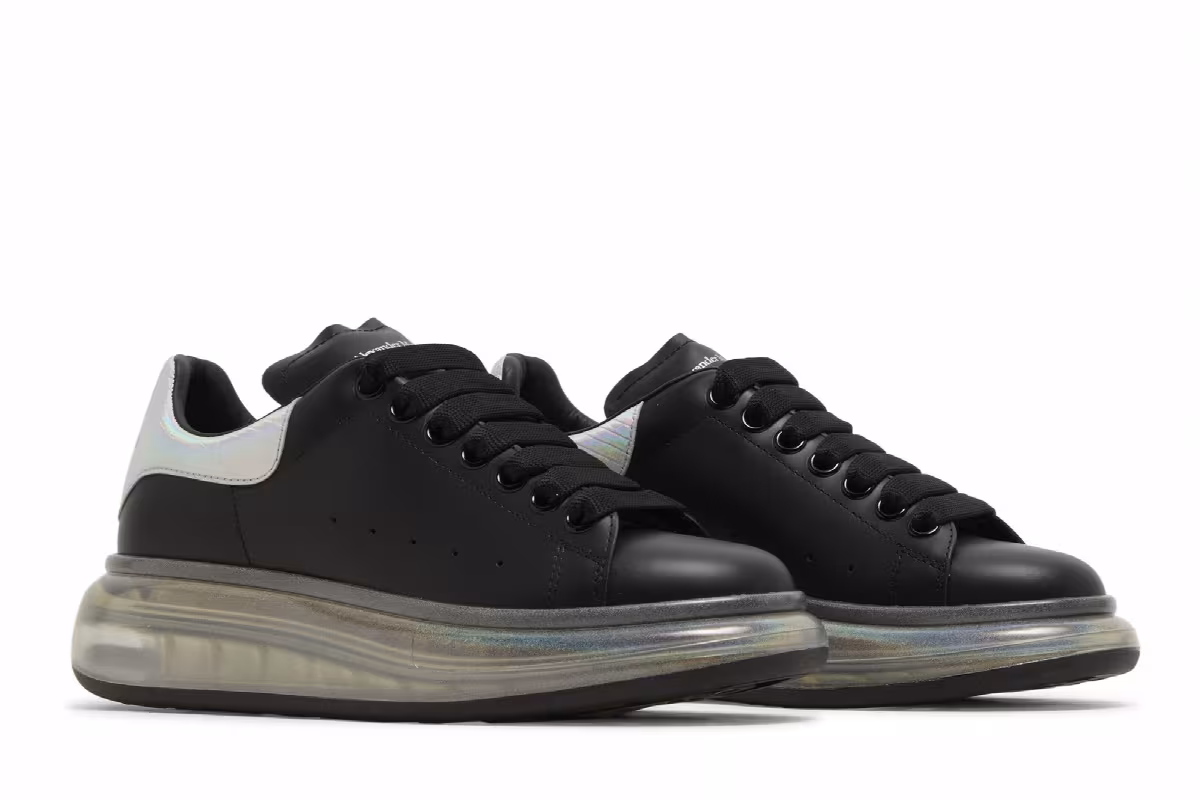 Alexander McQueen Women's Oversized Sneaker Black Holo Silver, view 9
