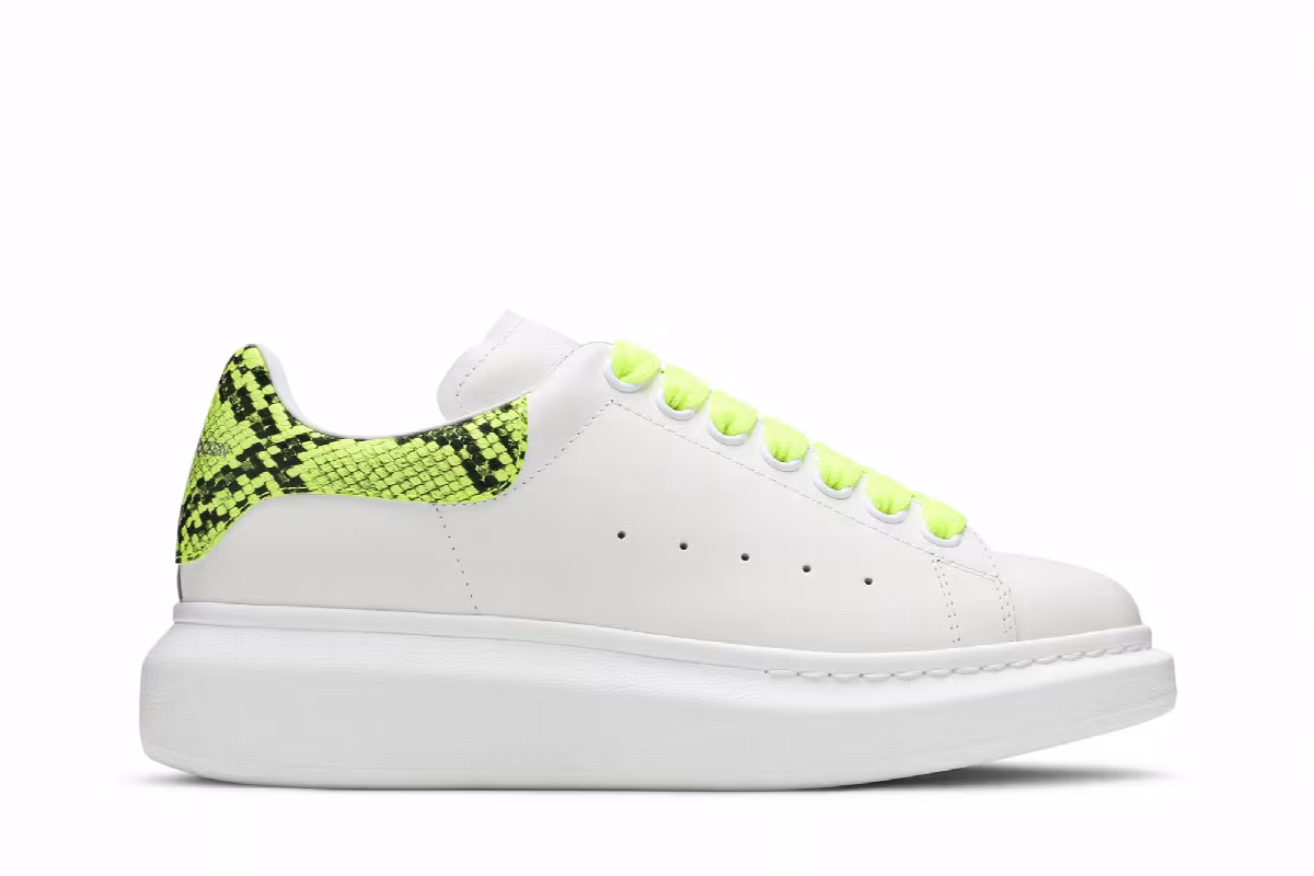 Alexander McQueen Women's Oversized Sneaker Snake Print - White Yellow, view 2