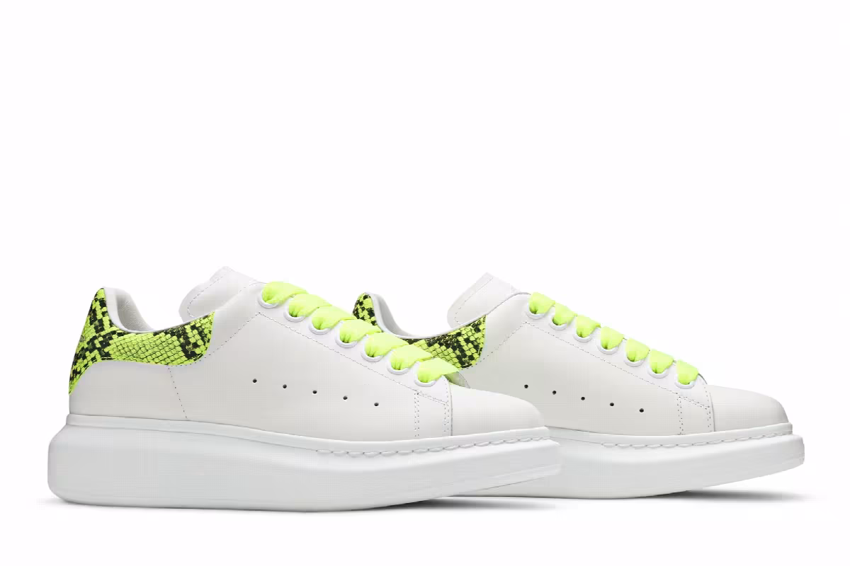 Alexander McQueen Women's Oversized Sneaker Snake Print - White Yellow, view 9