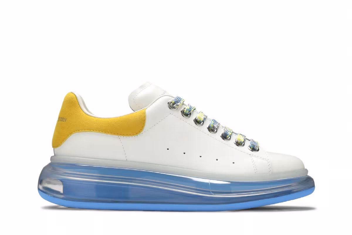 Alexander McQueen Women's Oversized Sneaker White Light Blue, view 2