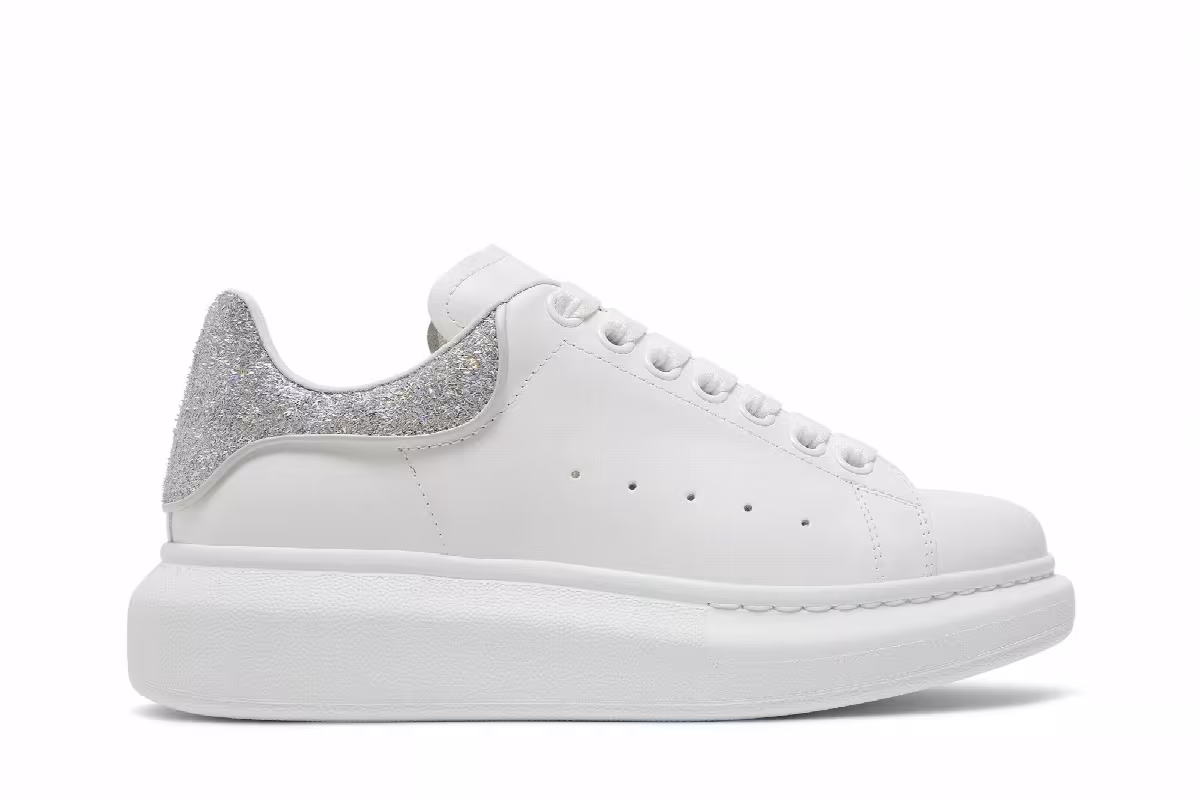 Alexander McQueen Women's Oversized Sneaker White Holographic, view 2