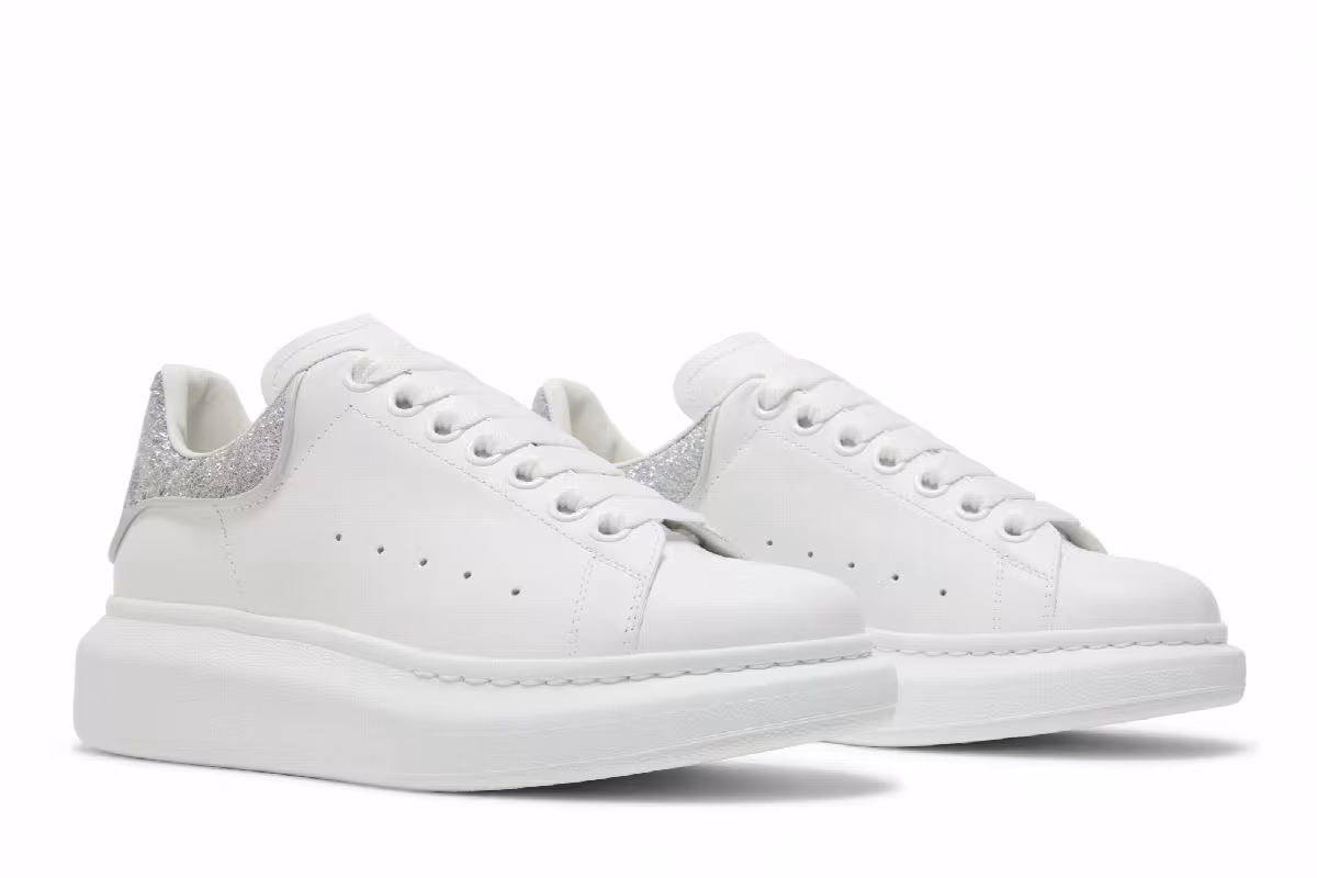 Alexander McQueen Women's Oversized Sneaker White Holographic, view 9