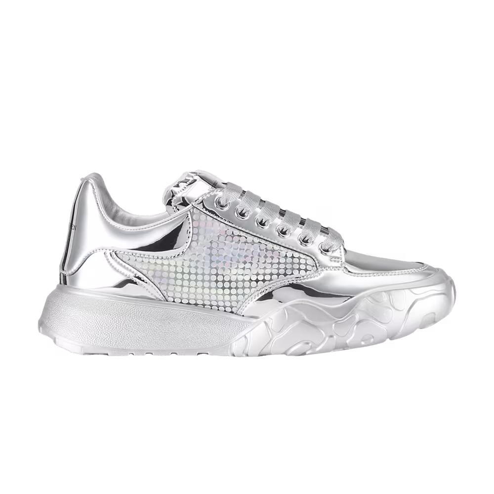 Alexander McQueen Women's Oversized Court Trainer Silver Holographic