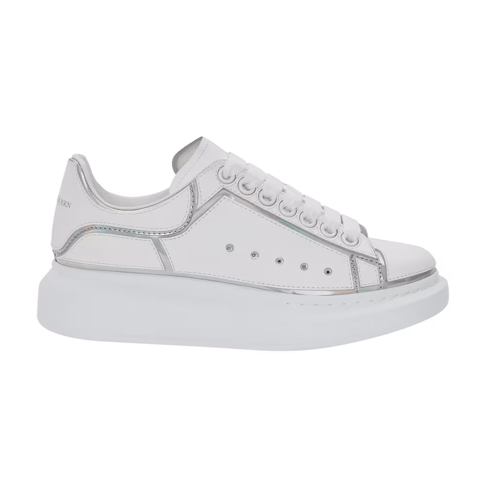 Alexander McQueen Women's Oversized Sneaker White Silver Holo