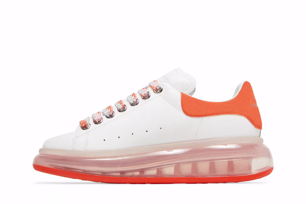 Alexander McQueen Women's Oversized Sneaker Clear Sole - White Bright Orange, view 4