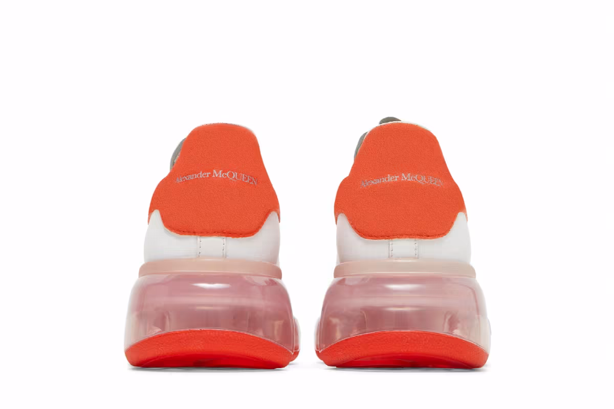 Alexander McQueen Women's Oversized Sneaker Clear Sole - White Bright Orange, view 7