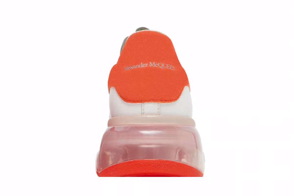 Alexander McQueen Women's Oversized Sneaker Clear Sole - White Bright Orange, view 8