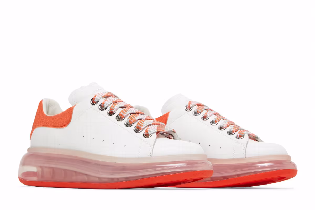 Alexander McQueen Women's Oversized Sneaker Clear Sole - White Bright Orange, view 9