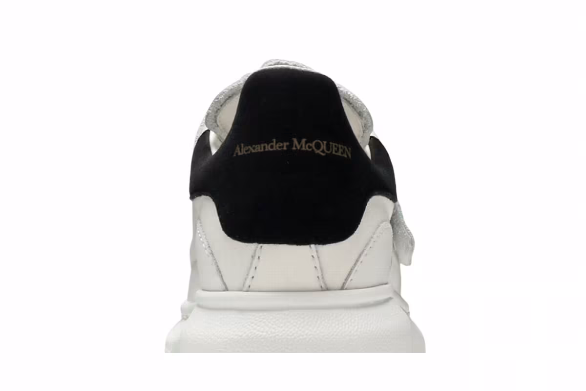 Alexander McQueen Oversized Grip-Strap Sneaker Kids White Black, view 8