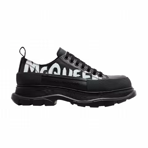 Alexander McQueen Tread Slick Lace-Up 'Graffiti Logo - Black White'