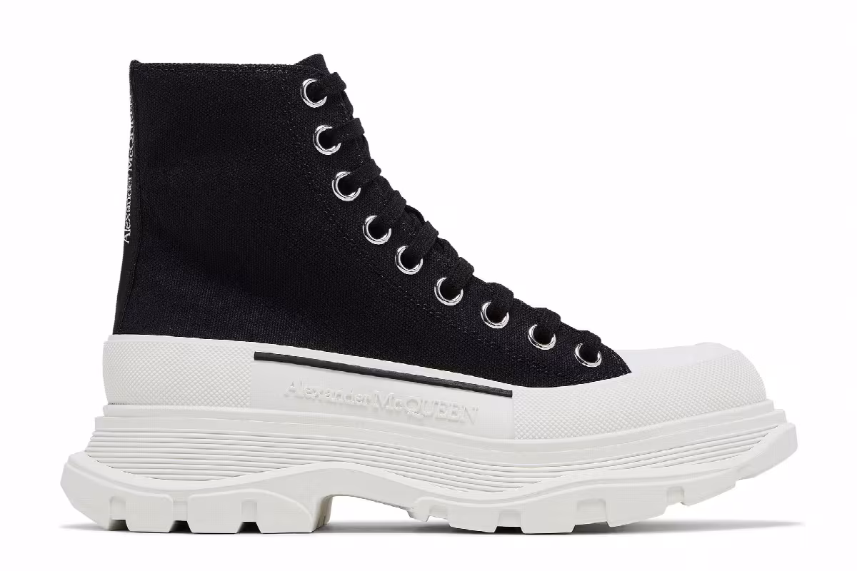 Alexander McQueen Women's Tread Slick Boots Black White, view 2
