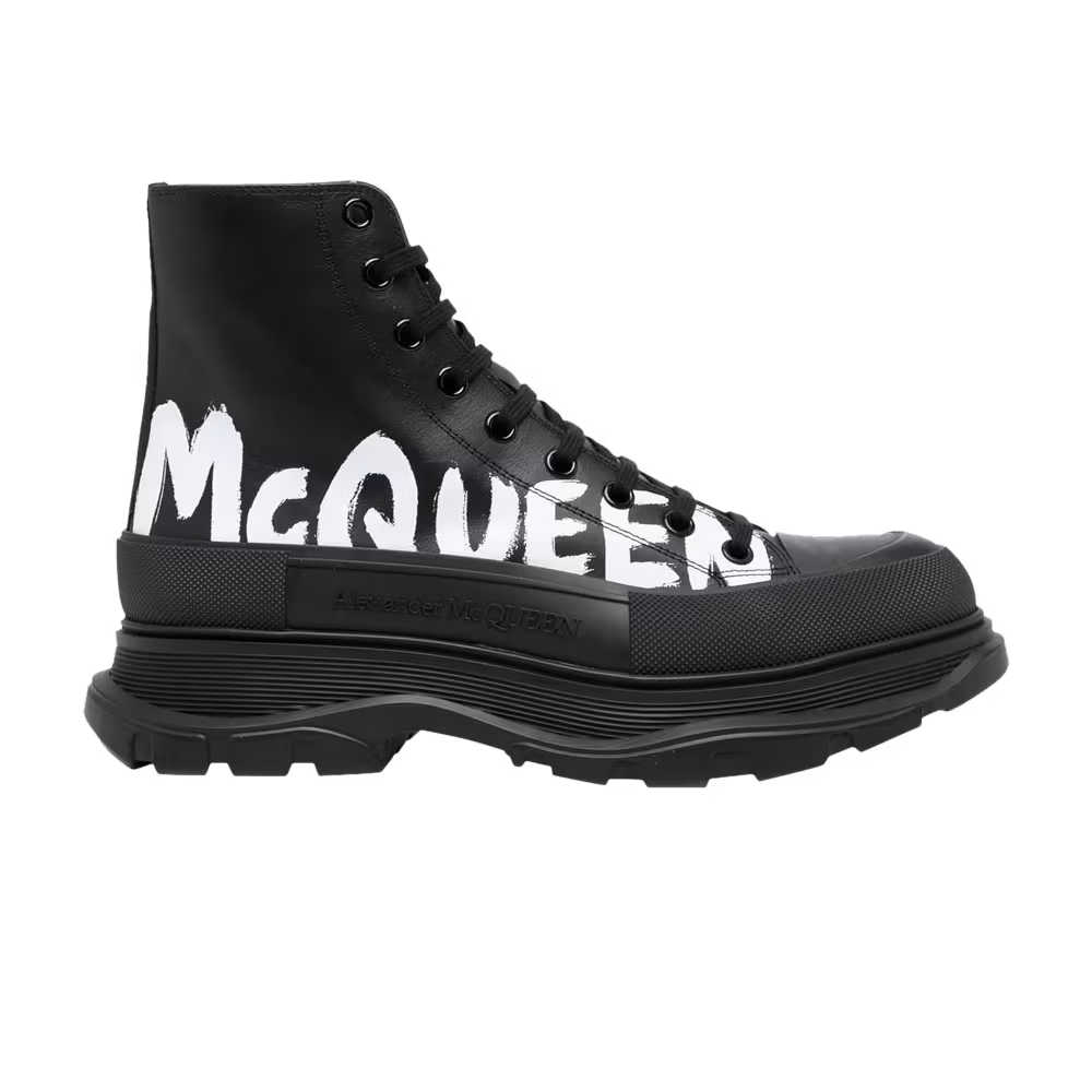 Alexander McQueen Tread Slick Boot Graffiti Logo - Black
