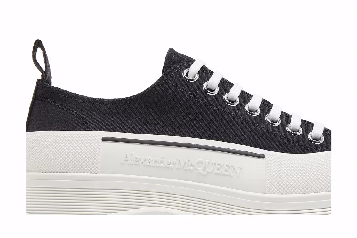 Alexander McQueen Tread Slick Lace Up Black White, view 3