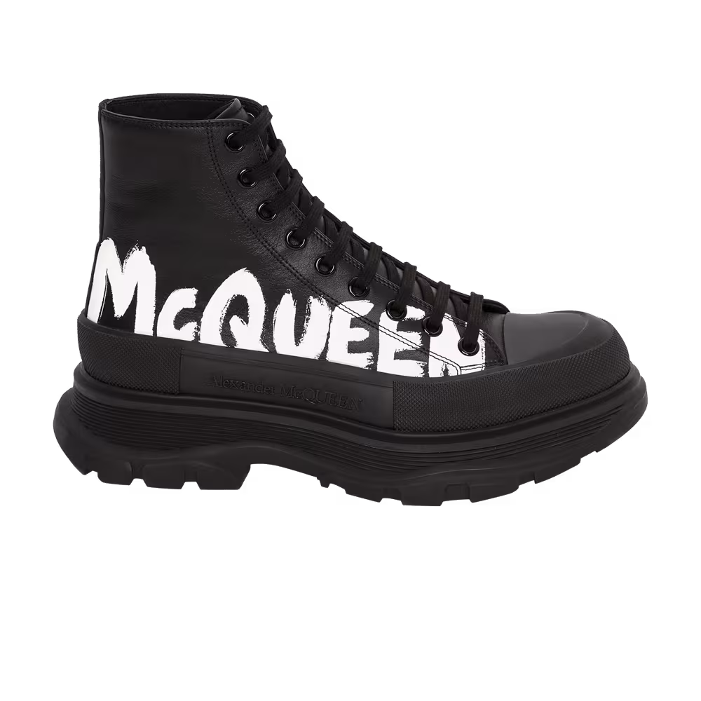 Alexander McQueen Tread Slick Boot Graffiti Logo - Black