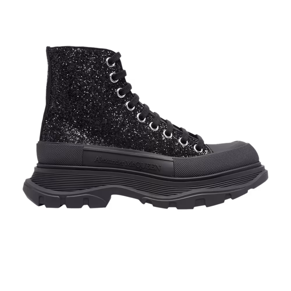 Alexander McQueen Women's Tread Slick High Black Glitter