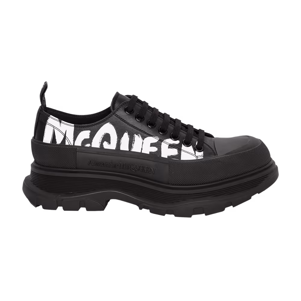 Alexander McQueen Tread Slick Lace Up McQueen Graffiti Logo - Black