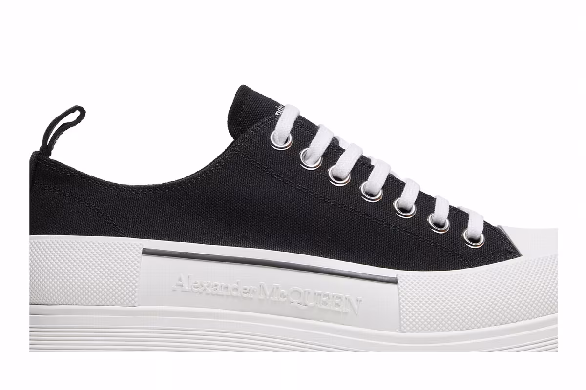 Alexander McQueen Tread Slick Lace Up Black White, view 3